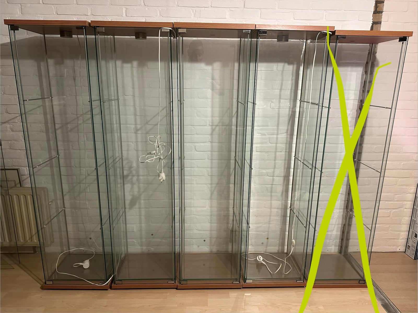 4x IKEA Detolf Vitrinekast - Beuken met glazen planken, Ophalen, Met plank(en), Minder dan 50 cm, Gebruikt