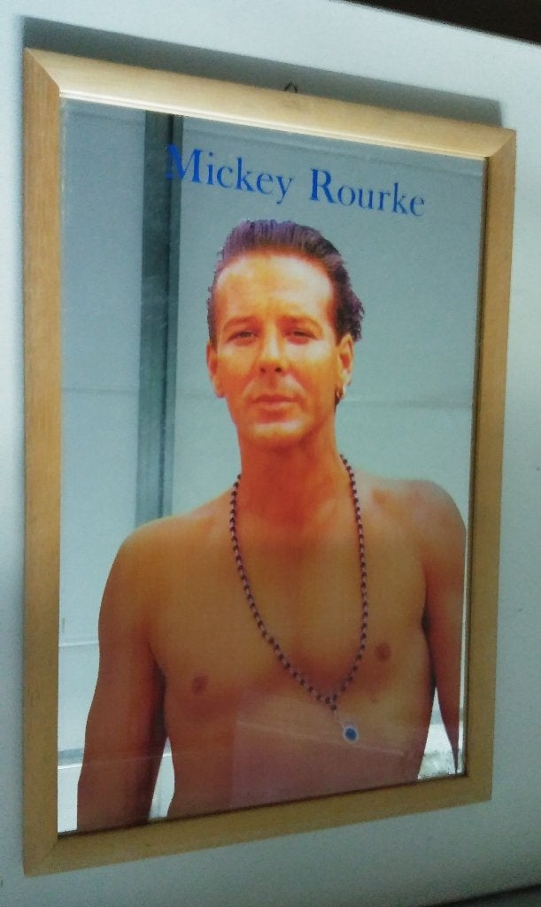 Mickey Rourke acteur vintage artiest film spiegel pop, Ophalen of Verzenden, Gebruikt