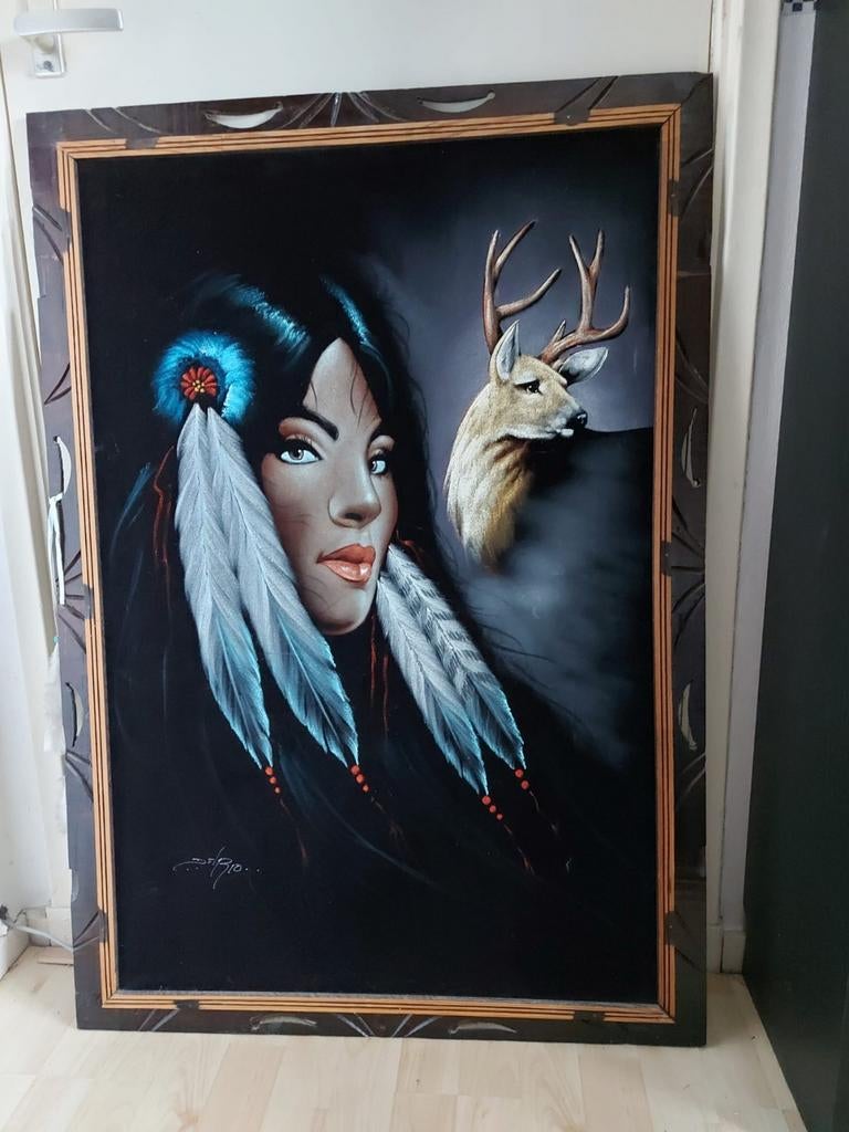 Indianen schilderij, Ophalen, 50 tot 75 cm, Schilderij