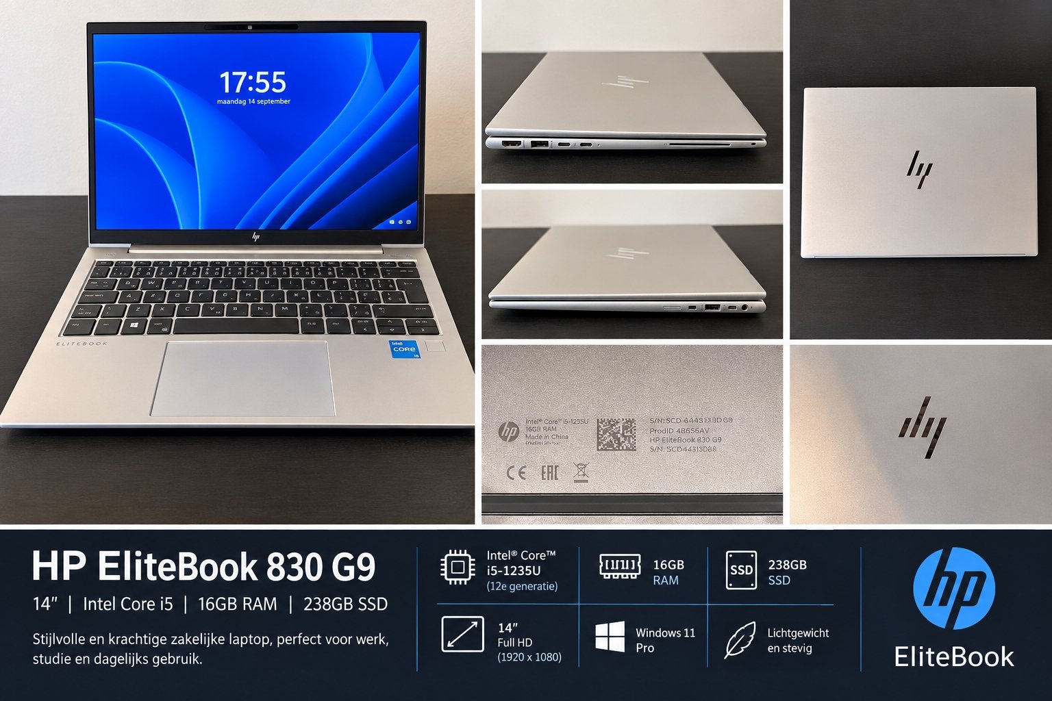 HP EliteBook 830 G9 LTE - i5 | 16GB RAM | 238GB SSD, Ophalen, Gebruikt, 14 inch, SSD