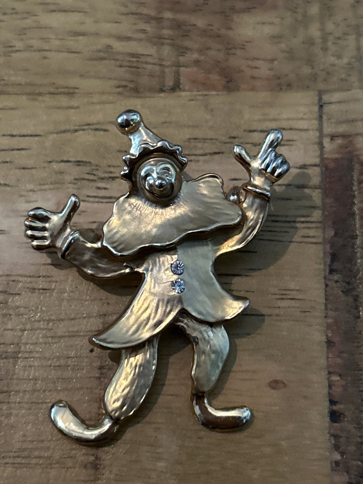 Vintage Clown Broche met Strass Steentjes, Overige materialen, 4 tot 7 cm, Gebruikt, Ophalen of Verzenden