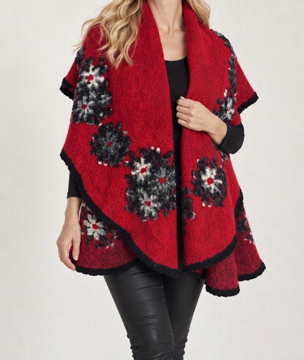 Prachtige vintage wollen cape, Ophalen of Verzenden, Zo goed als nieuw, Rood