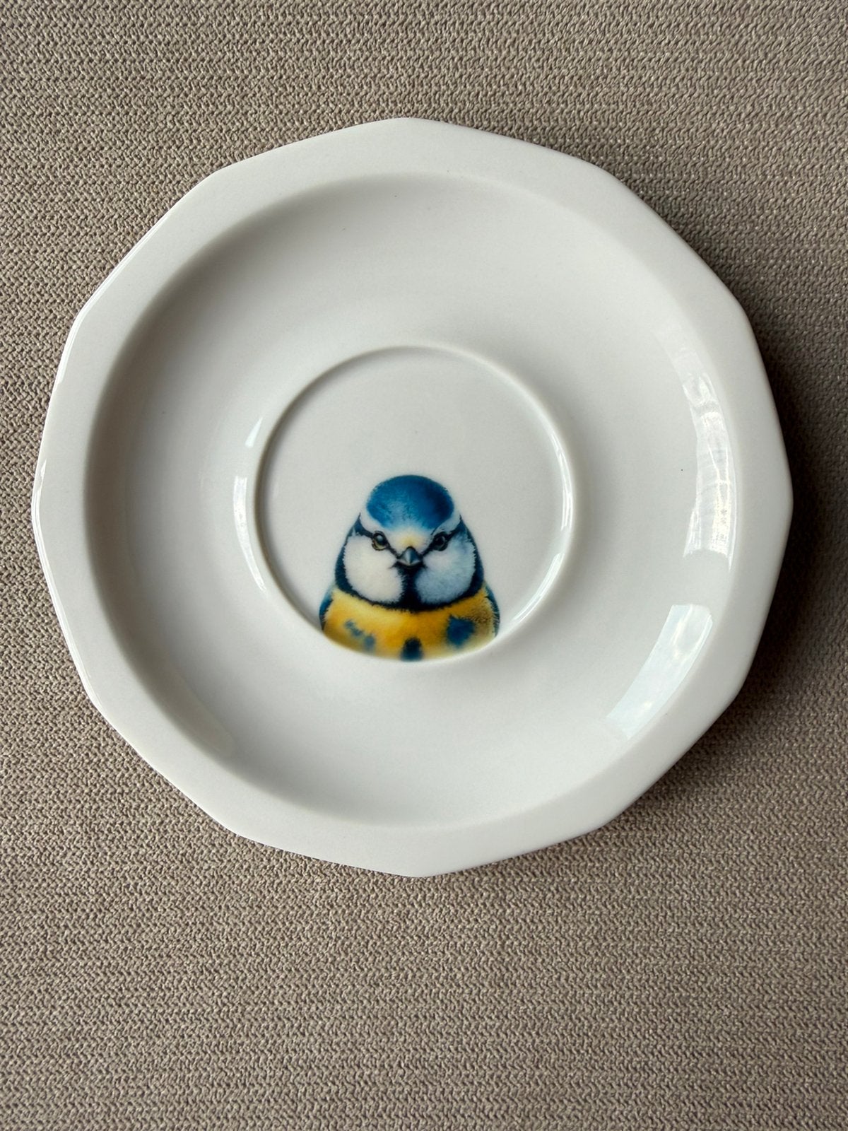 Vintage Bavaria porseleinen bordje ondeugende pimpelmees, Ophalen of Verzenden