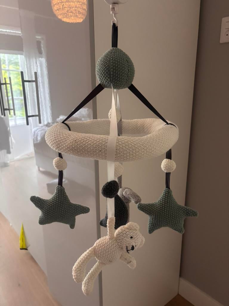Baby mobiel voor box, groen/grijs/wit, Ophalen, Gebruikt, Mobiel