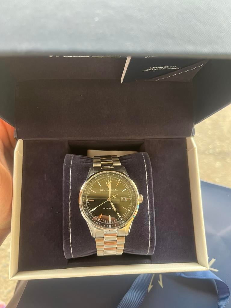 Maserati horloge heren, Sieraden, Tassen en Uiterlijk, Horloges | Heren, Staal, Zo goed als nieuw, Zilver, Ophalen