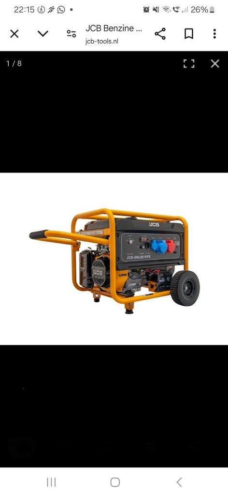 JCB Benzine Generator GNL8010PE - Krachtige Stroom, Ophalen of Verzenden, Nieuw, Minder dan 5 kVA, Benzine