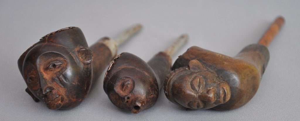 3x Antropomorfe Tabakspijpen – Congo (Pende/Luba/Chokwe), Ophalen of Verzenden