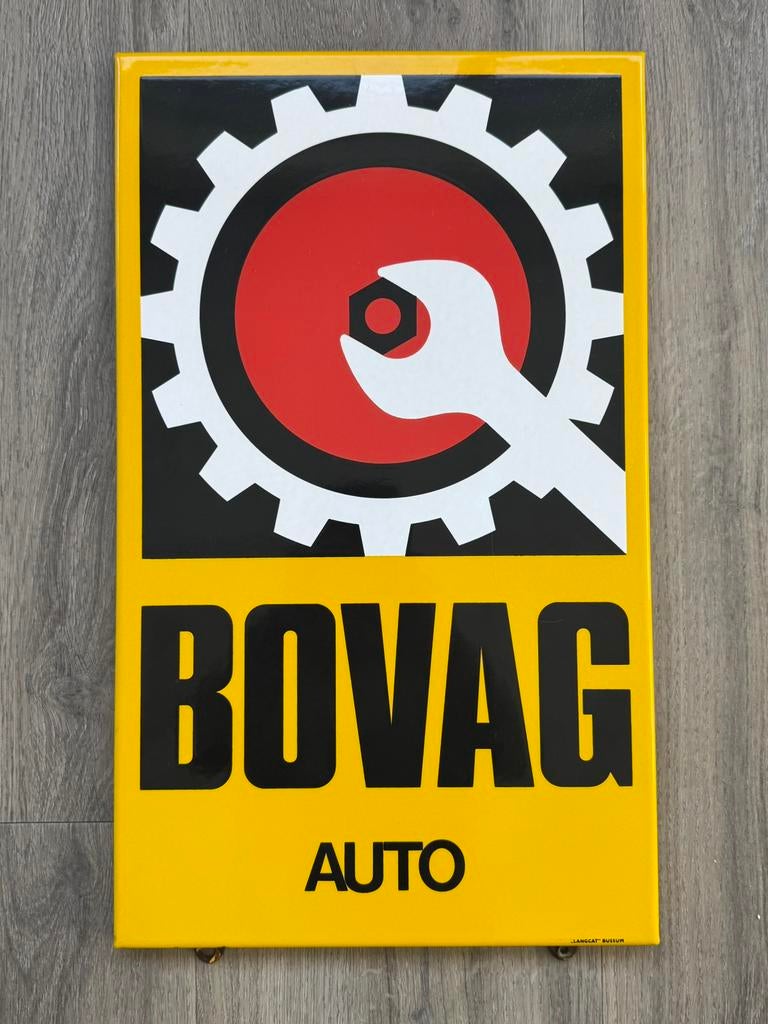 Bovag emaille bord van Langcat Bussum, Ophalen of Verzenden, Gebruikt, Reclamebord
