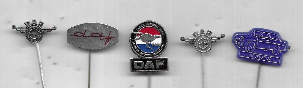 5 D.A.F. AUTO SPELDEN VERSCHILLENDE, Ophalen of Verzenden, Gebruikt, Transport, Speldje of Pin