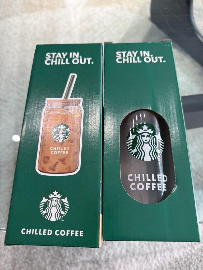 Starbucks Chilled Coffee Glazen met rietje (2 stuks), Ophalen of Verzenden, Nieuw, Overige typen