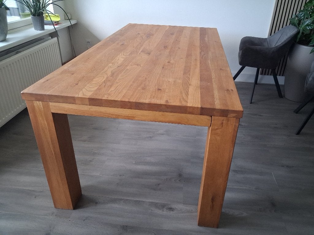 Eiken Eettafel 200 x 100 cm, Ophalen, Gebruikt, Eikenhout, 200 cm of meer