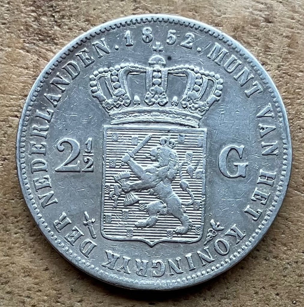 2,5 gulden 1852 Willem III ZONDER PUNT, Postzegels en Munten, Munten | Nederland, Ophalen, Koning Willem III, Zilver, Losse munt