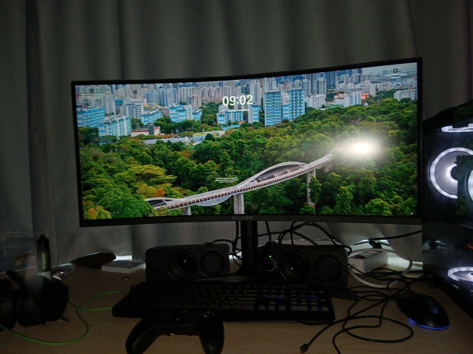 Raider 34 inch monitor zo goed als nieuw met alle kabels, Computers en Software, Ophalen, Curved, Zo goed als nieuw, Raider