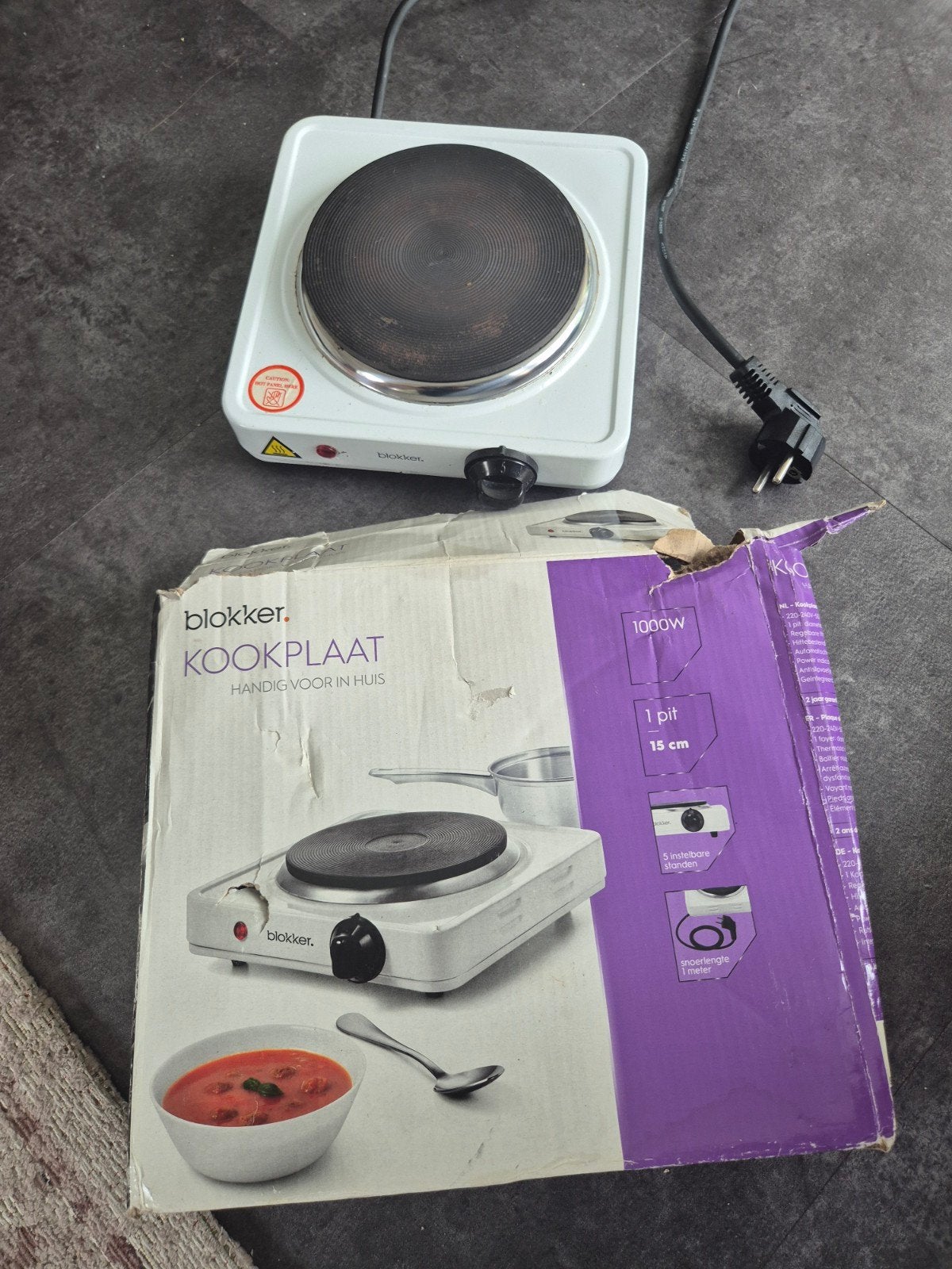 1000W kookplaat voor thuis of op camping, Witgoed en Apparatuur, 3 kookzones of minder, Ophalen of Verzenden, Zo goed als nieuw