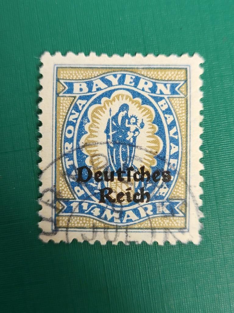 Postzegel Beieren "Afscheidsserie" 1920, 1 1/4 Mark, Ophalen of Verzenden, Gestempeld