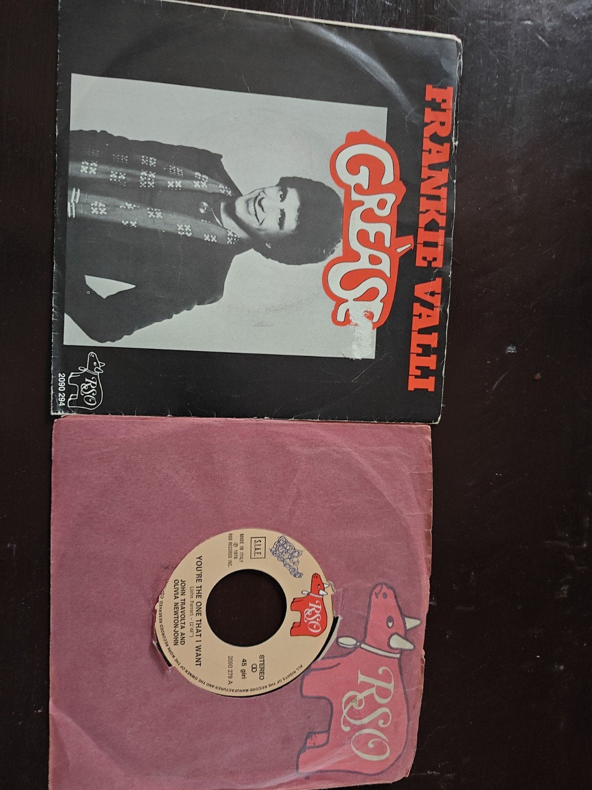 2 Grease singles: Frankie Valli & Olivia Newton-John, Cd's en Dvd's, Vinyl Singles, Ophalen of Verzenden, Gebruikt, Filmmuziek en Soundtracks