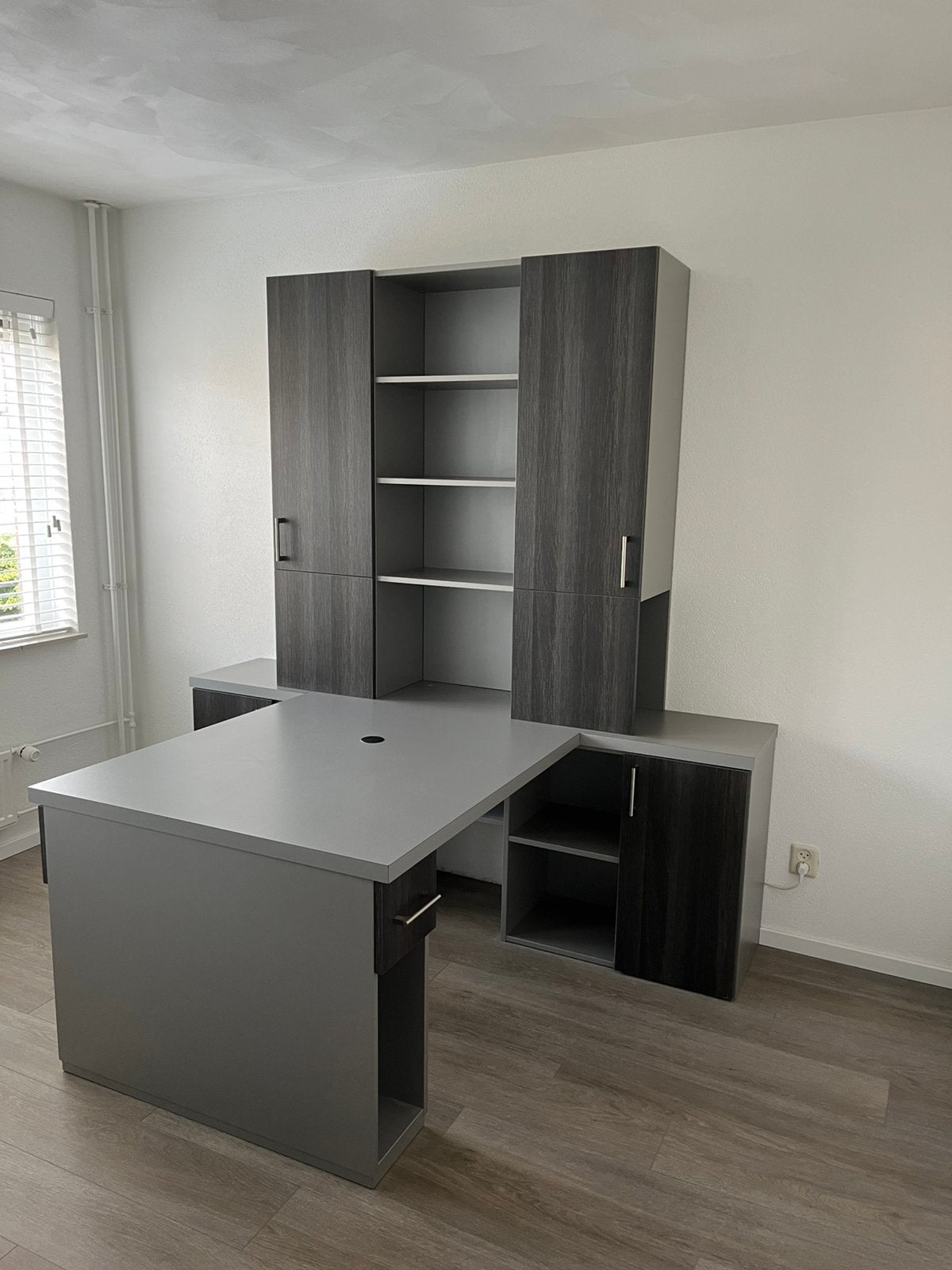Op maat handgemaakt duo bureau met kasten, Ophalen, Hout, Zo goed als nieuw, Duo-bureau