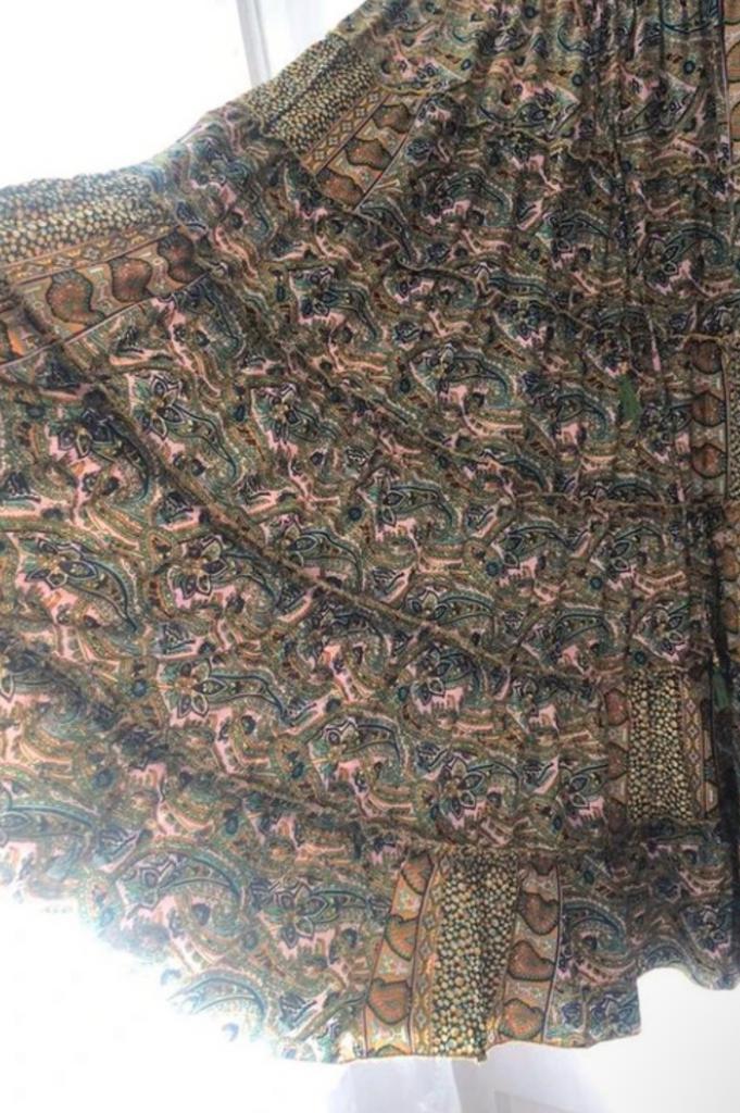 Maxi lange groen roze paisley kasjmier rok Purple Queen, Ophalen of Verzenden, Zo goed als nieuw, Maat 36 (S), Onder de knie