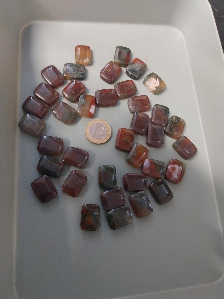 Partij gepolijste mos agaat cabochons, Sieraden, Tassen en Uiterlijk, Ophalen of Verzenden, Zo goed als nieuw