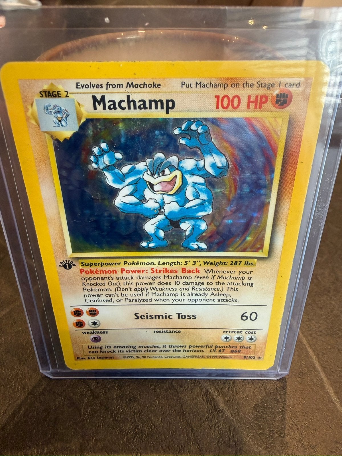 1st edition Machamp 8/102 engels, Hobby en Vrije tijd, Verzamelkaartspellen | Pokémon, Ophalen of Verzenden, Gebruikt, Losse kaart