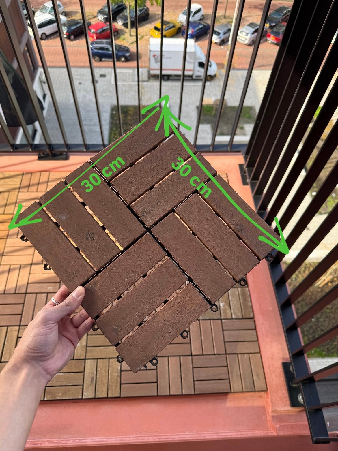 Houten balkontegels met kliksysteem (16 stuks), Tuin en Terras, Ophalen, Hout