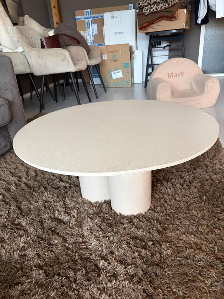 Prachtige Fonq beige japandi salontafel, Huis en Inrichting, Tafels | Salontafels, Ophalen, 50 tot 100 cm, Rond, 50 tot 100 cm