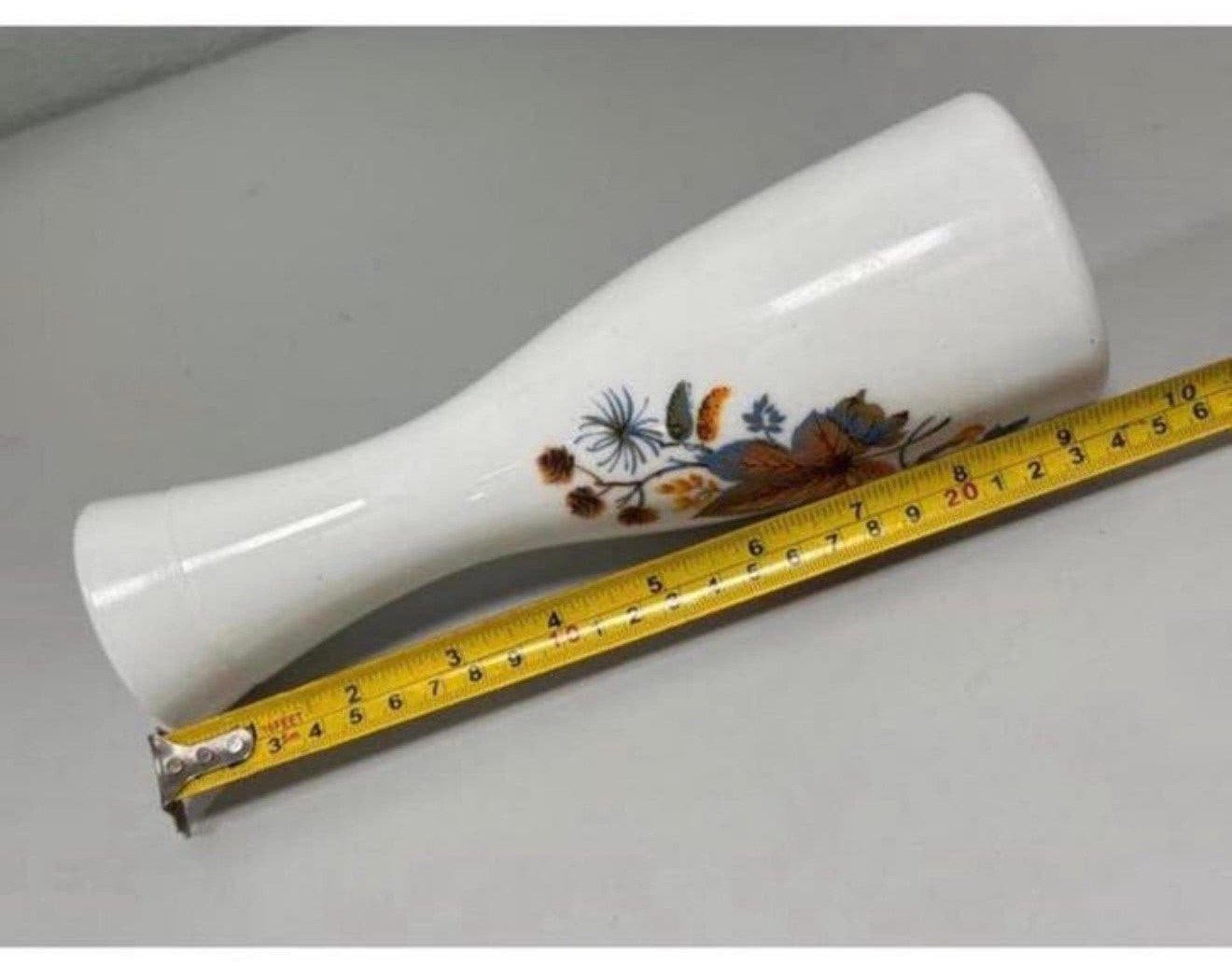 Antiek Vintage wit witte Vaas 25cm met bloemen bloem paint, Antiek en Kunst, Ophalen of Verzenden