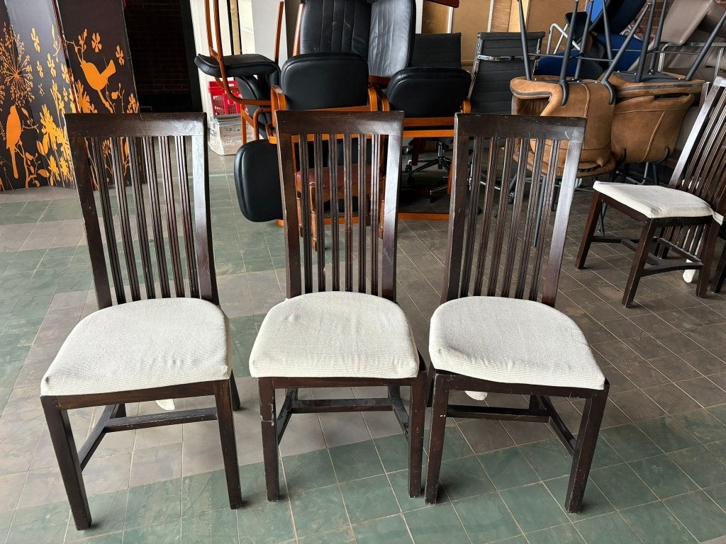 SET VAN 6 MODERNE HOUTEN EETKAMERSTOELEN, Huis en Inrichting, Stoelen, Gebruikt, Vijf, Zes of meer stoelen, Hout, Bruin, Ophalen