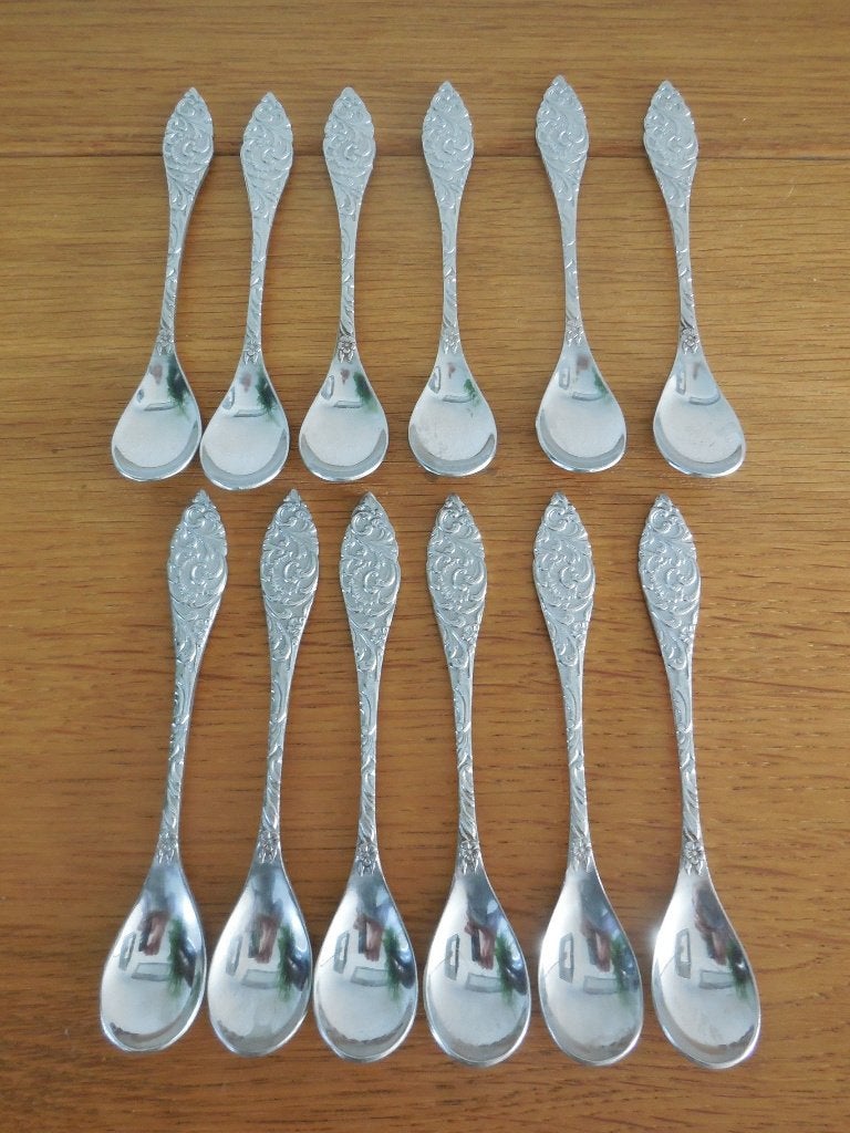 12 koffielepels pako meta, Bestekset, Zo goed als nieuw, Rvs of Chroom, Overige merken