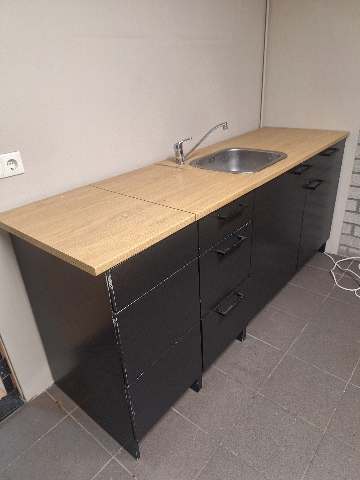 Hobby keukenblok als werkblok in hobby/klus/garage ruimte, Ophalen, Gebruikt, Wit, Enkelwandige keuken
