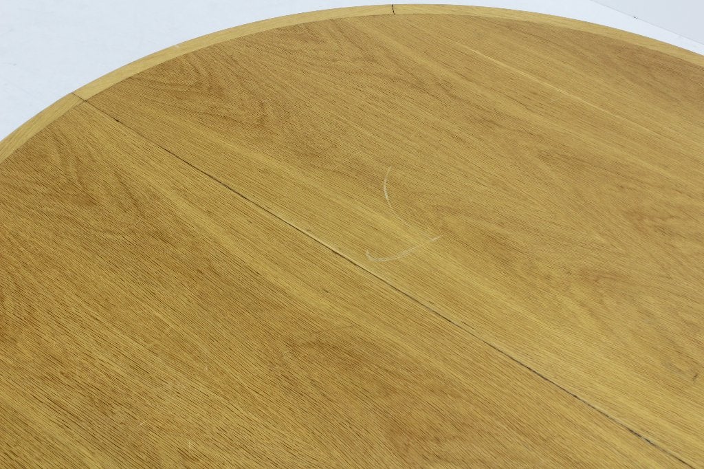 Vintage Deense ronde uitschuifbare eettafel tafel, Gebruikt, 200 cm of meer, Ophalen of Verzenden, Vijf personen of meer