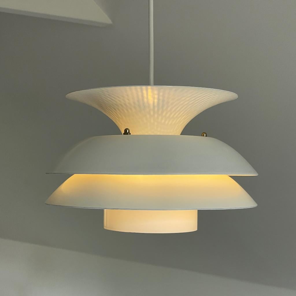 vintage Deense schalen LAMP Belux wit Scandinavisch Japandi, Gebruikt, Ophalen of Verzenden, Metaal, Minder dan 50 cm