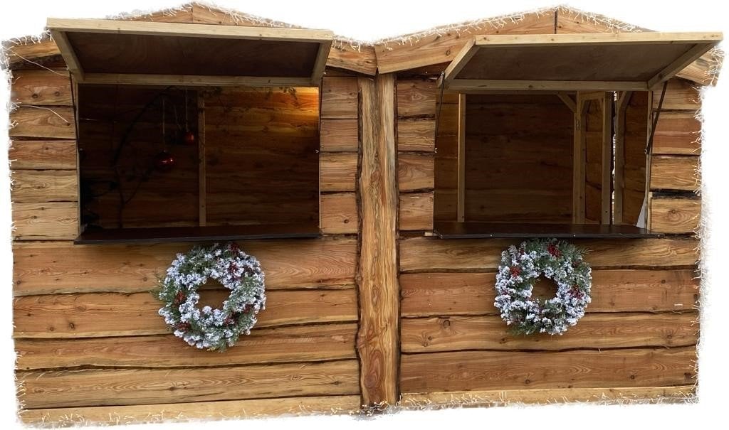 Houten KERSTHUIS te huur! verkoopchalet! Guirlandes, Ophalen of Verzenden, Zo goed als nieuw, Overige