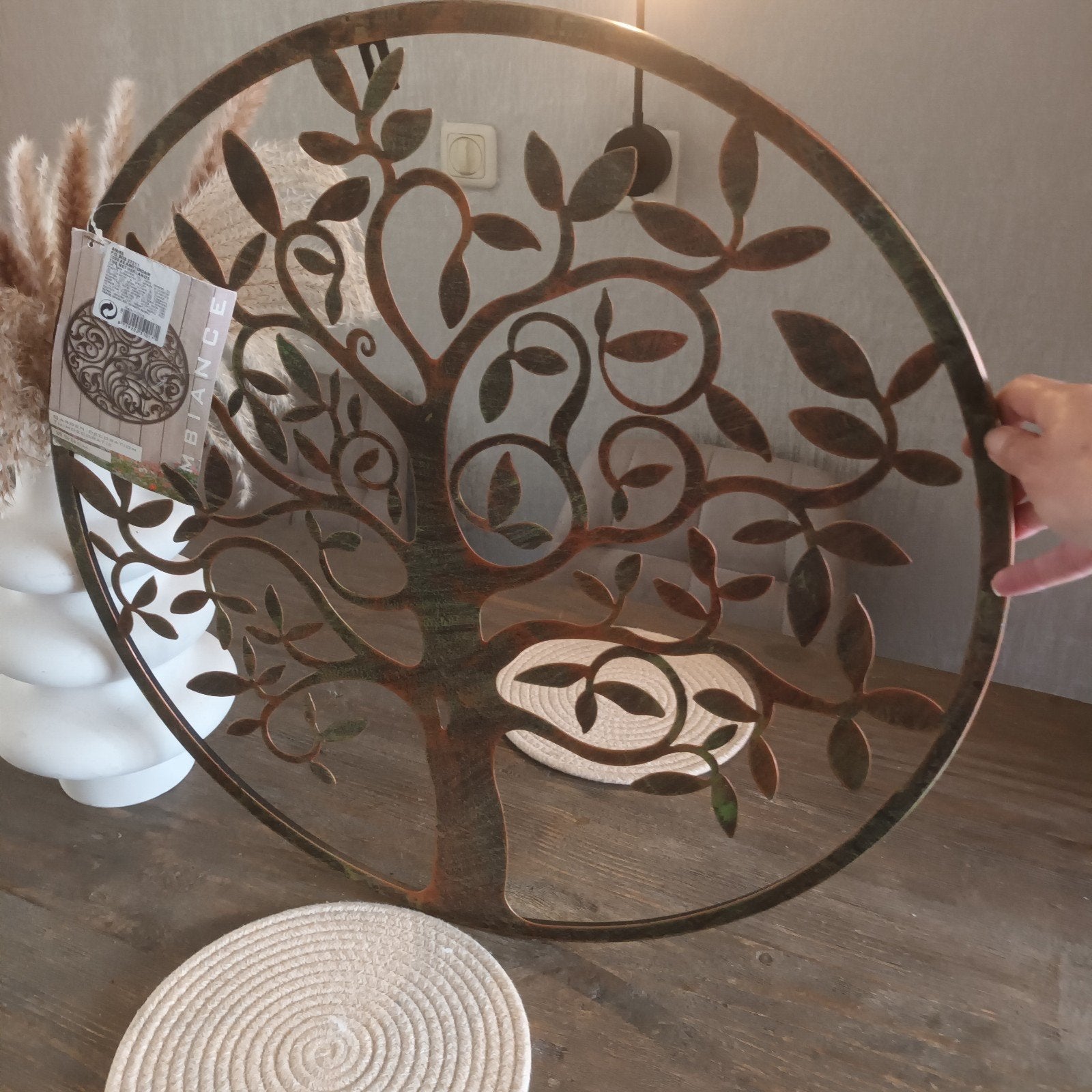 Metalen Wanddecoratie Levensboom Ø58cm - Ambiance, Ophalen, Metaal, Meerkleurig, Landelijk