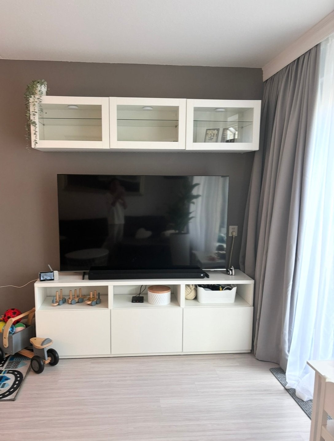 Tv meubel wit en wand kast 180 cm IKEA, Ophalen, Zo goed als nieuw, Minder dan 100 cm, 25 tot 50 cm