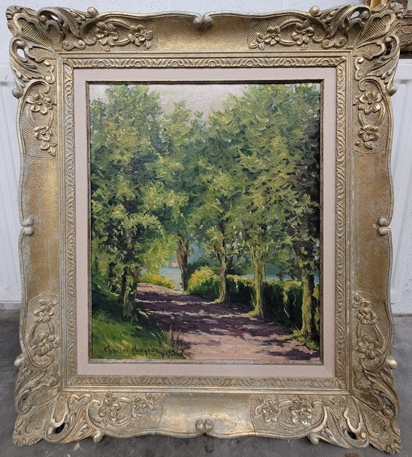 Charles HOUYOUX, Sur les bords du Lac de Genval, Doek, Ophalen of Verzenden, Gedateerd, Landschap