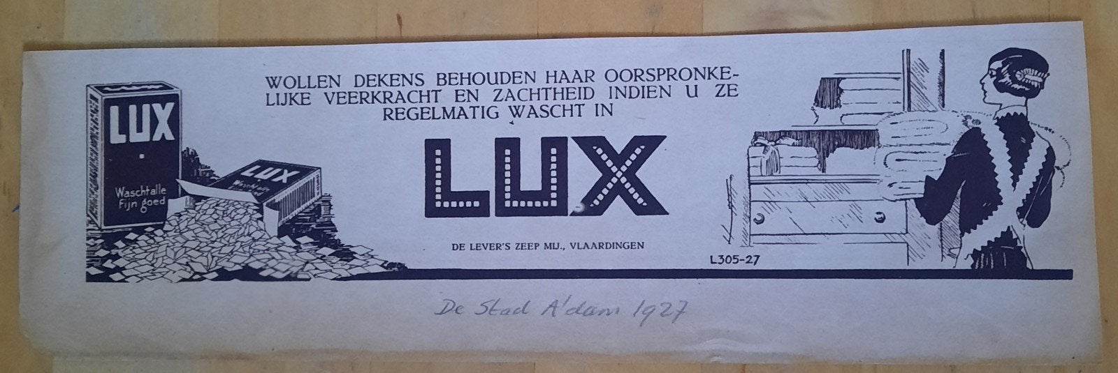 Originele LUX zeep - Advertentie uit Tijdschrift 1927, Ophalen of Verzenden, 1920 tot 1940, Knipsel(s)