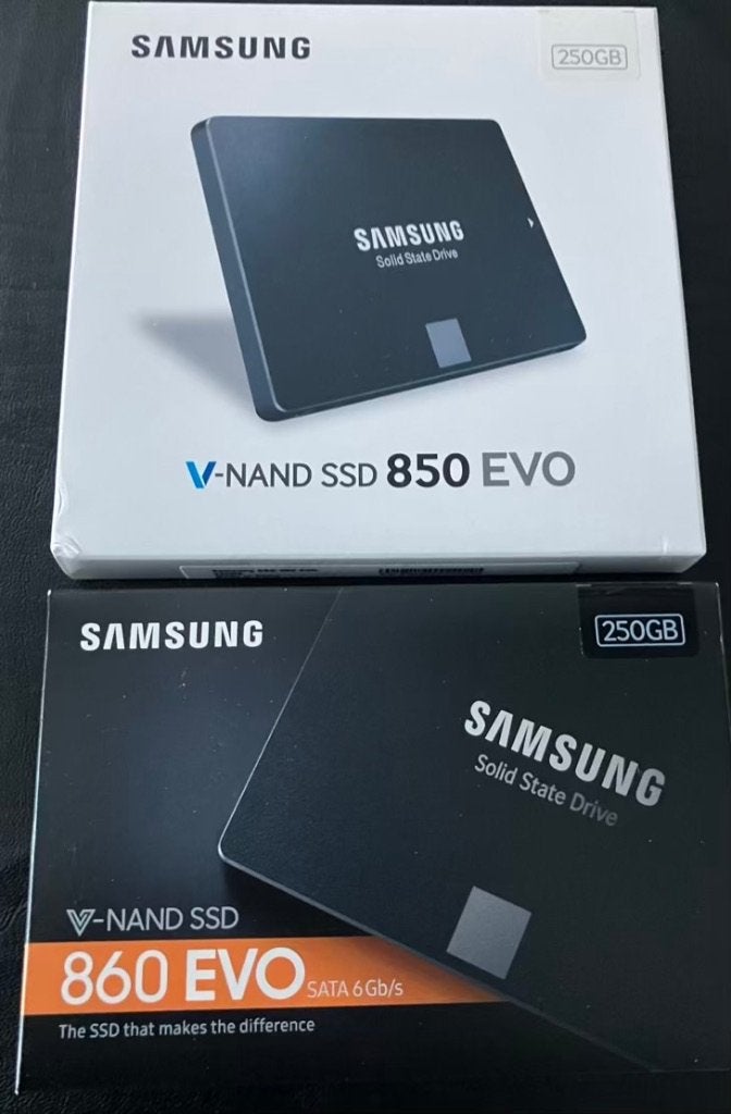 Samsung EVO 850 & 860 (2x 250GB SATA & gratis 128GB Sandisk), Intern, Samsung SSD, Ophalen of Verzenden, Zo goed als nieuw