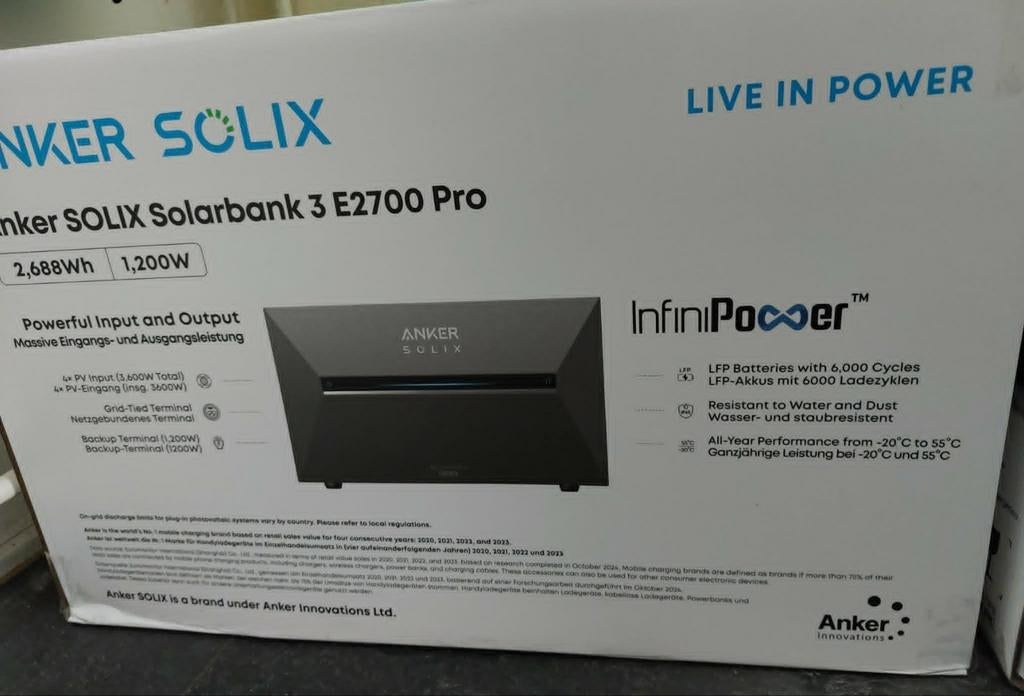 Anker SOLIX Solarbank 3 E2700 Pro + BP2700 + P1 Meter, Telecommunicatie, Powerbanks, Ophalen of Verzenden, Nieuw