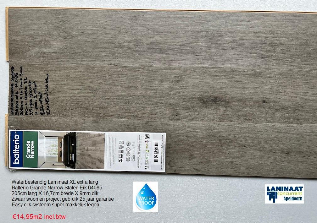 Waterbestendig Laminaat Stalen Eik Grijs 9mm dik €14,95m2, Watewrbestendig en zwaar woon gebruik grijs laminaat, 75 m² of meer