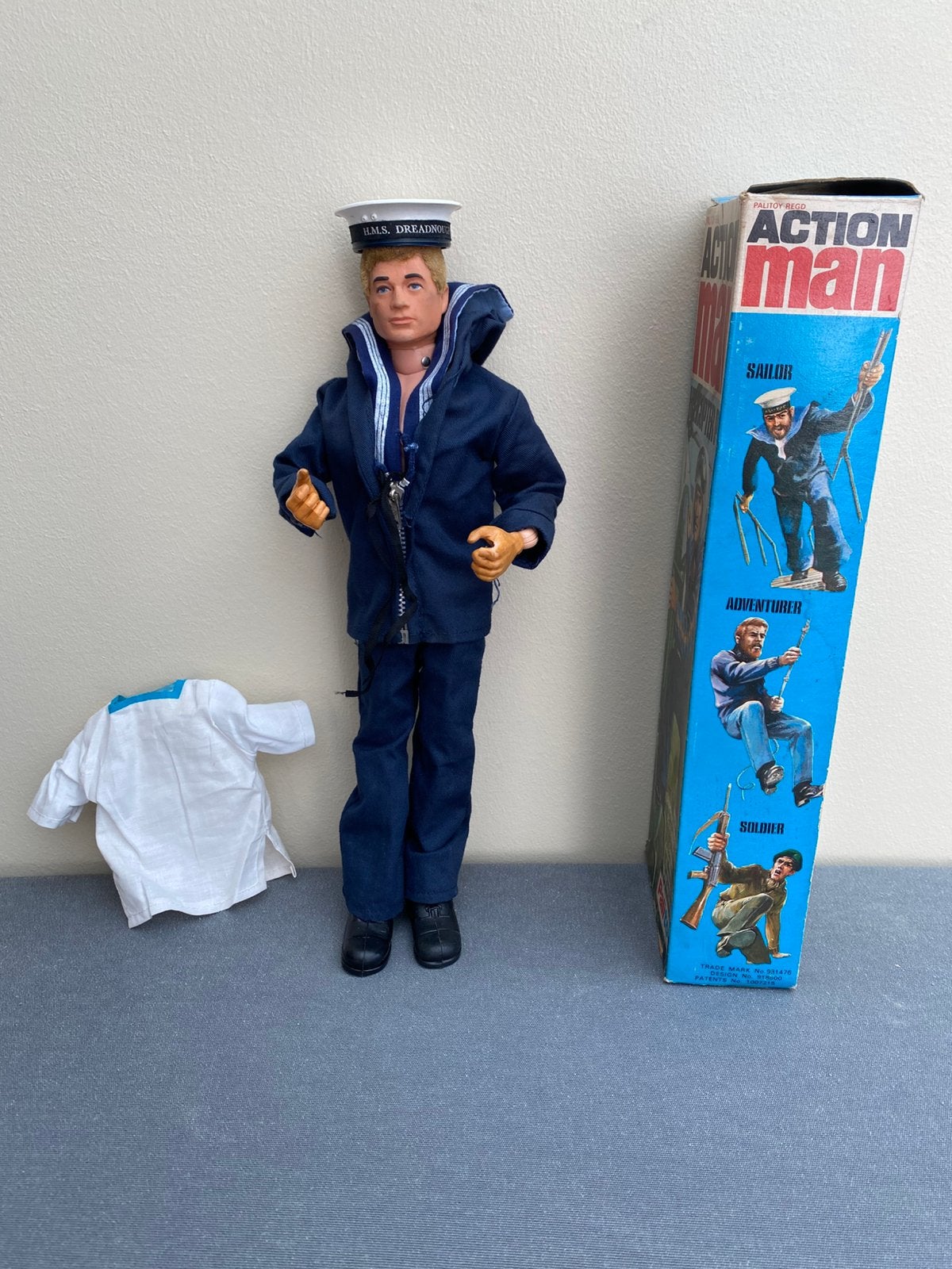 Vintage Palitoy 60 s Action Man doos pop flocked hair sailor, Verzamelen, Poppen, Ophalen of Verzenden, Pop