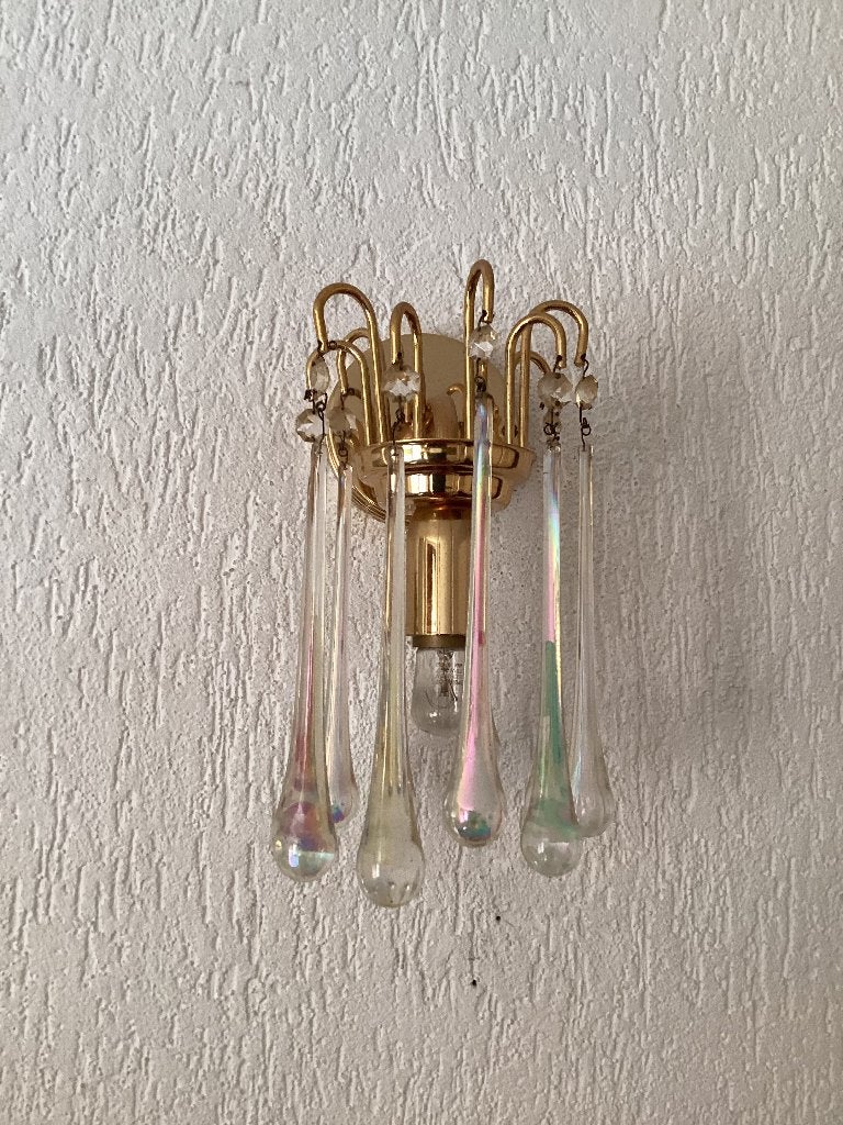 Wandlamp met glazen druppels, Ophalen, Zo goed als nieuw, Glas