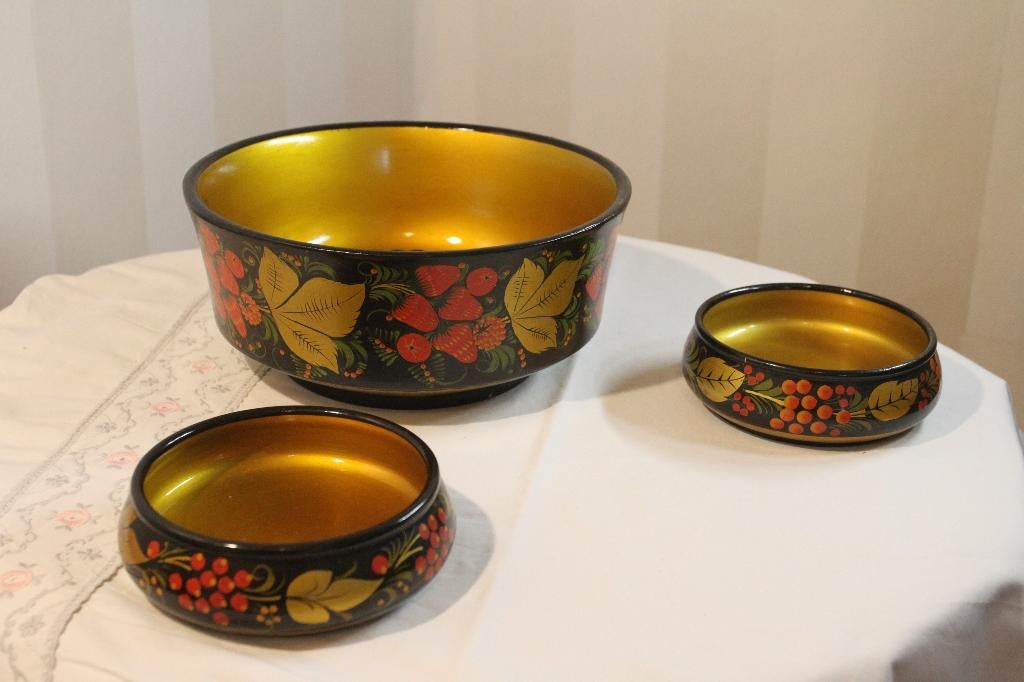 Khokhloma houten schaaltjes, Antiek en Kunst, Ophalen