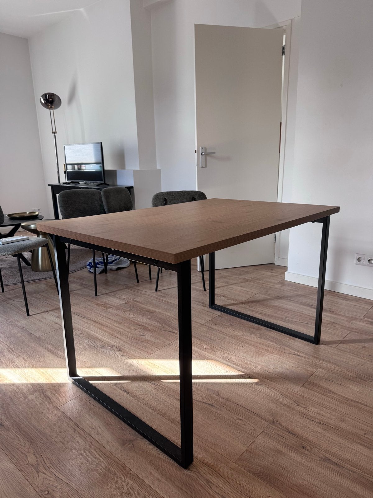 JYSK Eettafel (120x80 cm) Eikenlook met Stalen Poten, Ophalen, Gebruikt, 100 tot 150 cm, 50 tot 100 cm