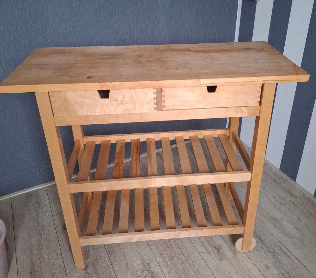 Keukentrolley/sidetable IKEA Förhöja, Ophalen, Gebruikt, 100 tot 150 cm, Eikenhout