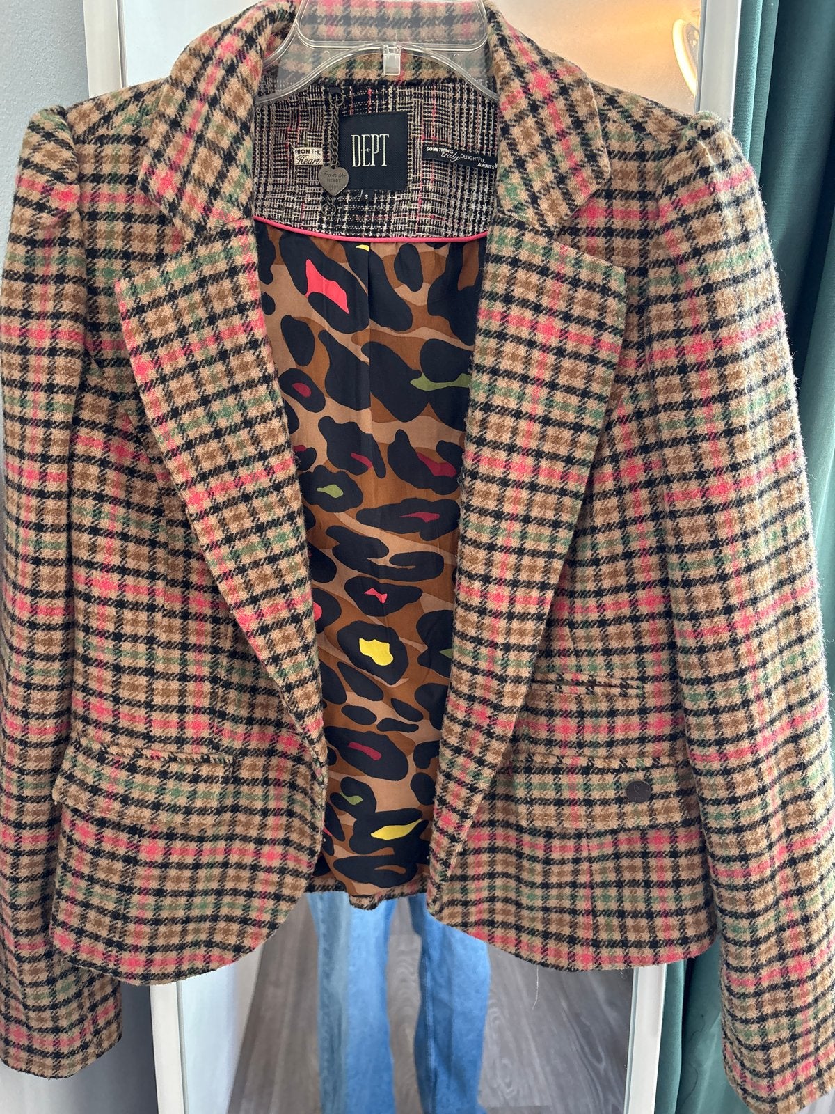Dept Blazer Maat S - Geruit met Dierenprint Voering, Meerkleurig, Ophalen of Verzenden, Jasje, Maat 36 (S)
