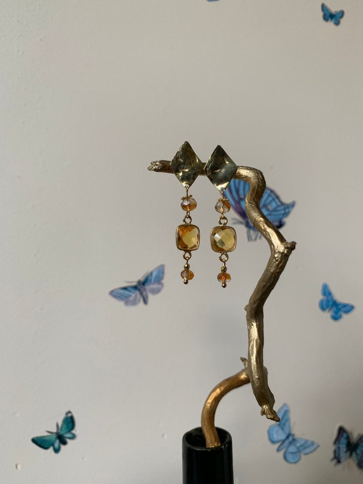 Citrien facet zilver beschermt welvaart geluk voorspoed TIP, Sieraden, Tassen en Uiterlijk, Oorbellen, Geel, Magnolia11, Nieuw