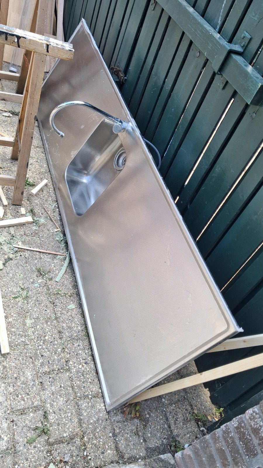 Aanrechtblad met kraan en aansluiting, Ophalen, Gebruikt, 25 tot 50 cm, Minder dan 100 cm