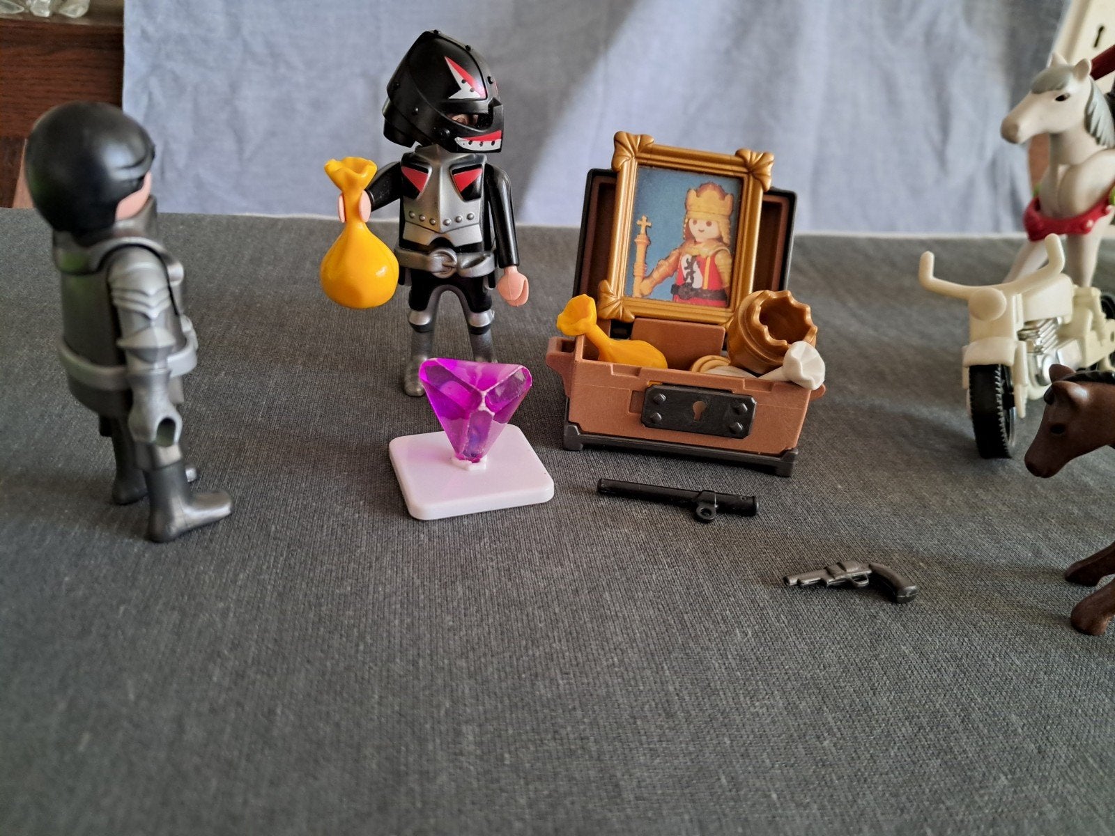 Playmobil Ridders, Piraten, Schatkist, Paard en Wagen, Motor, Ophalen of Verzenden, Gebruikt