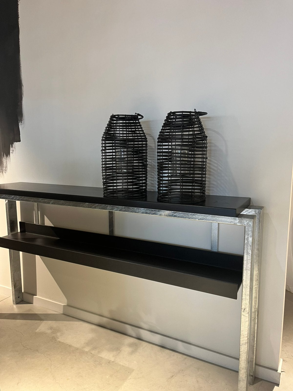 Sitetable gegalvaniseerd staal mat zwart, Huis en Inrichting, Ophalen, Zo goed als nieuw, 25 tot 50 cm, Rechthoekig